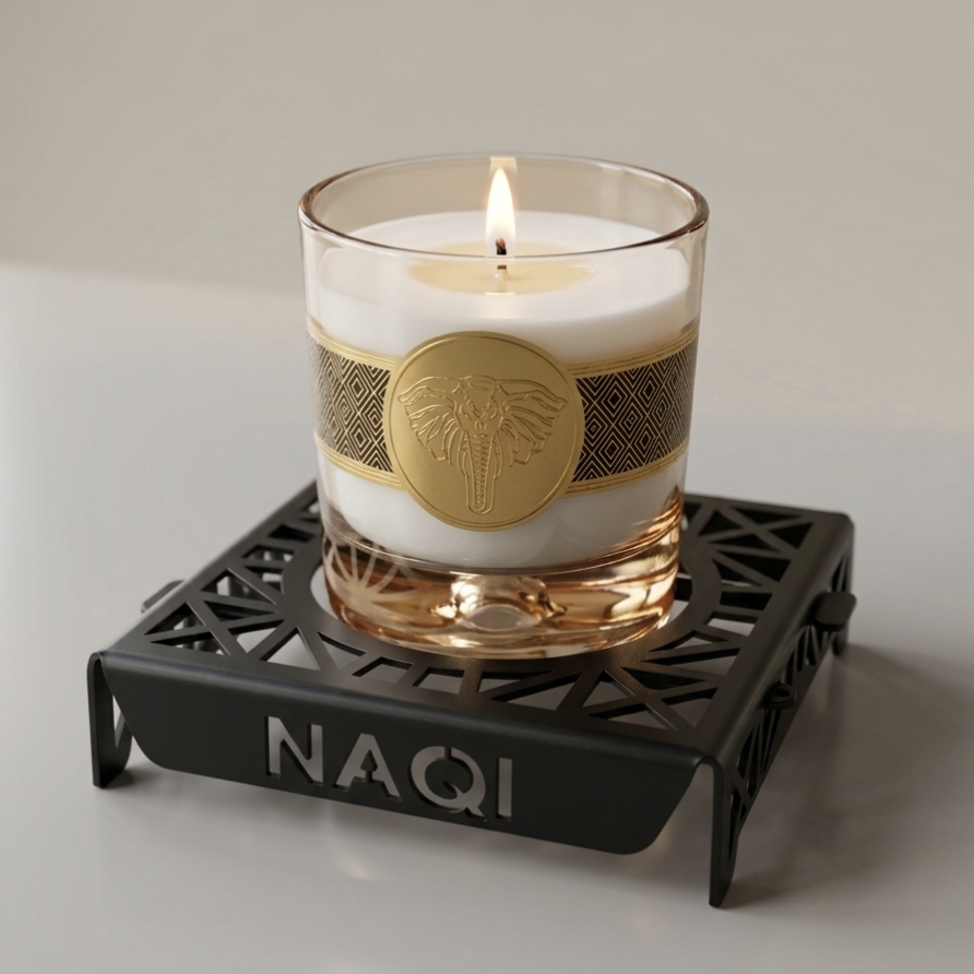 Naqi Regal scented candles with metal stand