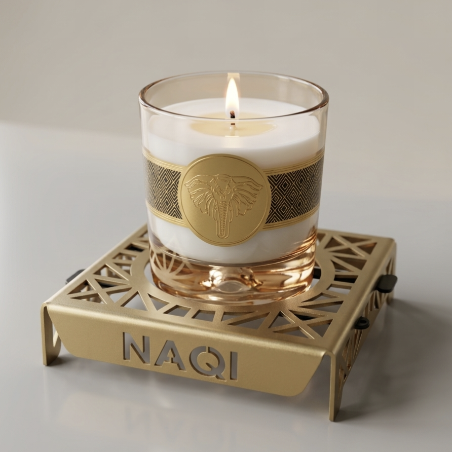 Naqi Regal scented candles with metal stand
