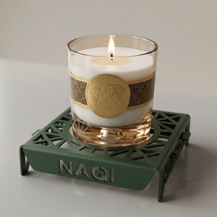 Naqi Regal scented candles with metal stand